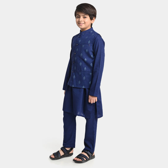 Boys khaddar 3 piece - Navy Blue