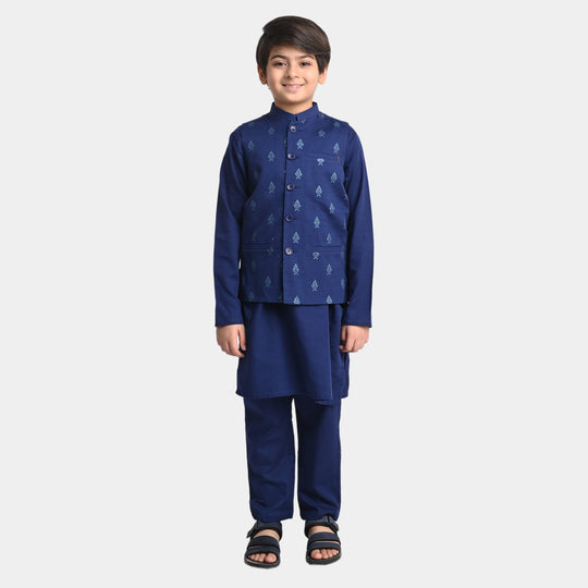 Boys khaddar 3 piece - Navy Blue