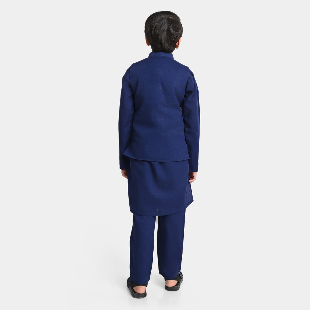 Boys khaddar 3 piece - Navy Blue