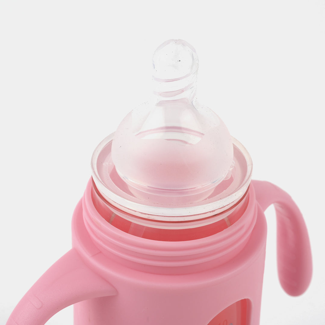 Glass Feeder Bottle 210ml Pink