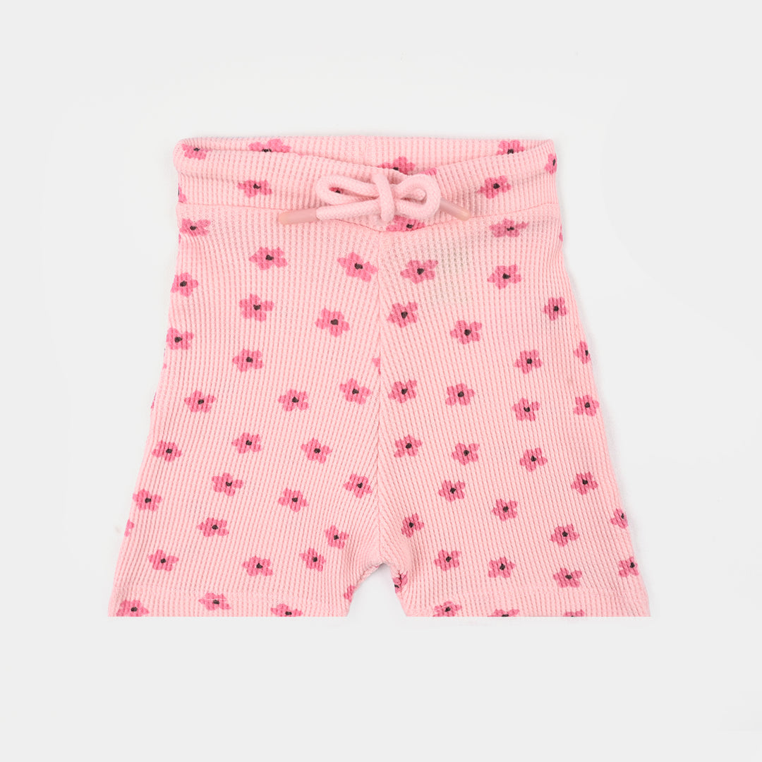 Infant Girls Thermal Knitted Short Pink Flowers-Crystal.Rose