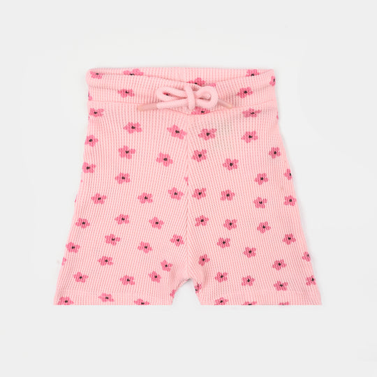 Infant Girls Thermal Knitted Short Pink Flowers-Crystal.Rose