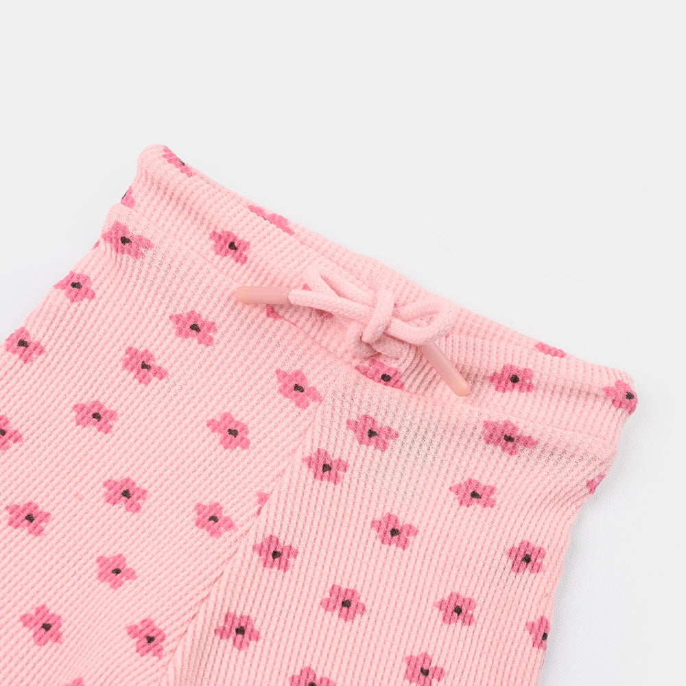 Infant Girls Thermal Knitted Short Pink Flowers-Crystal.Rose