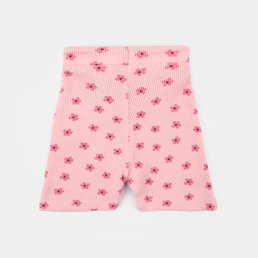 Infant Girls Thermal Knitted Short Pink Flowers-Crystal.Rose