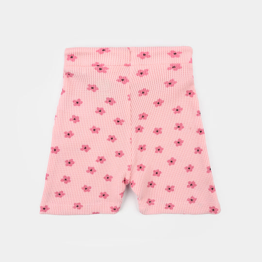 Infant Girls Thermal Knitted Short Pink Flowers-Crystal.Rose