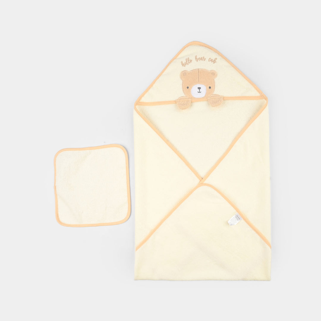 Hooded Baby Bath & Face Towel Woven Terry