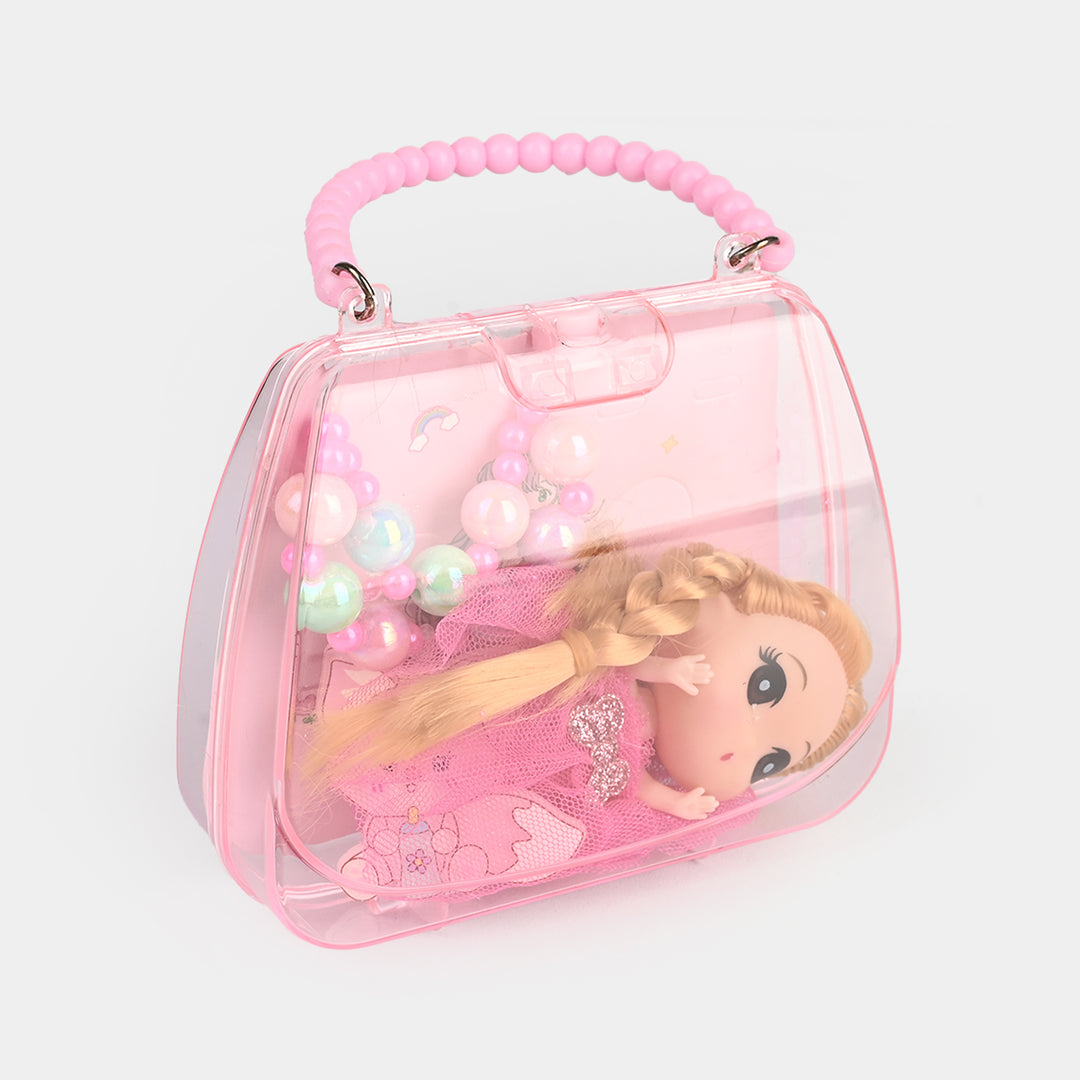 Girls Beads Necklace & Bracelet Set with Doll