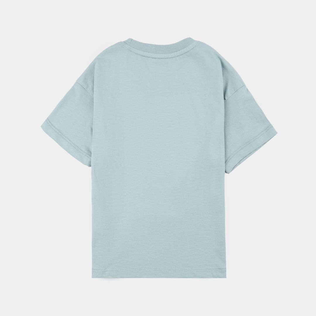 Boys Cotton Jersey T-Shirt Basketball - Blue
