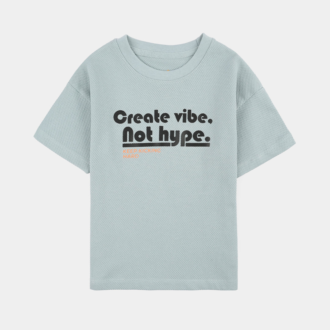 Boys Cotton PK T-Shirt Create Vibe- Blue