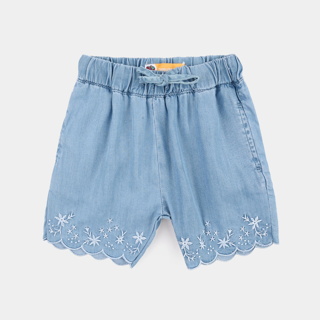 Girls Denim rigid SHORT PETALS-Light Blue