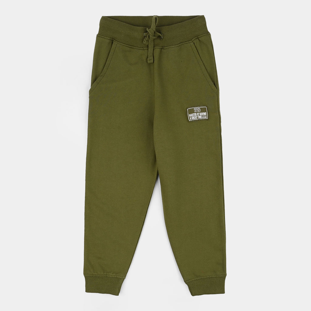 Teens Boys Jersey/Terry 2 Piece Suit (A Great Time) - Olive Green