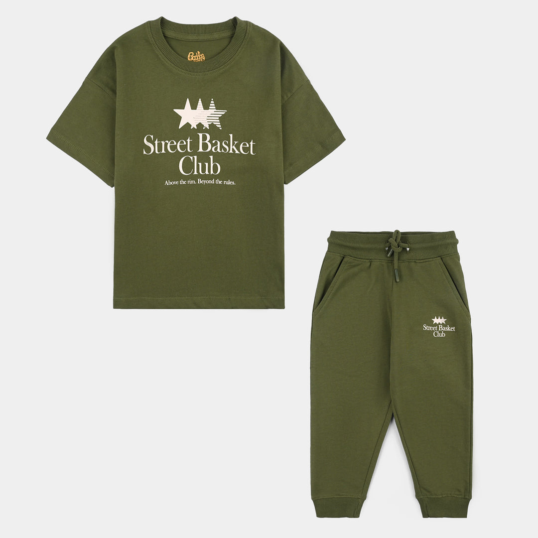 Boys Jersey/Terry 2 Piece Suit Street Basket- Rifle Green