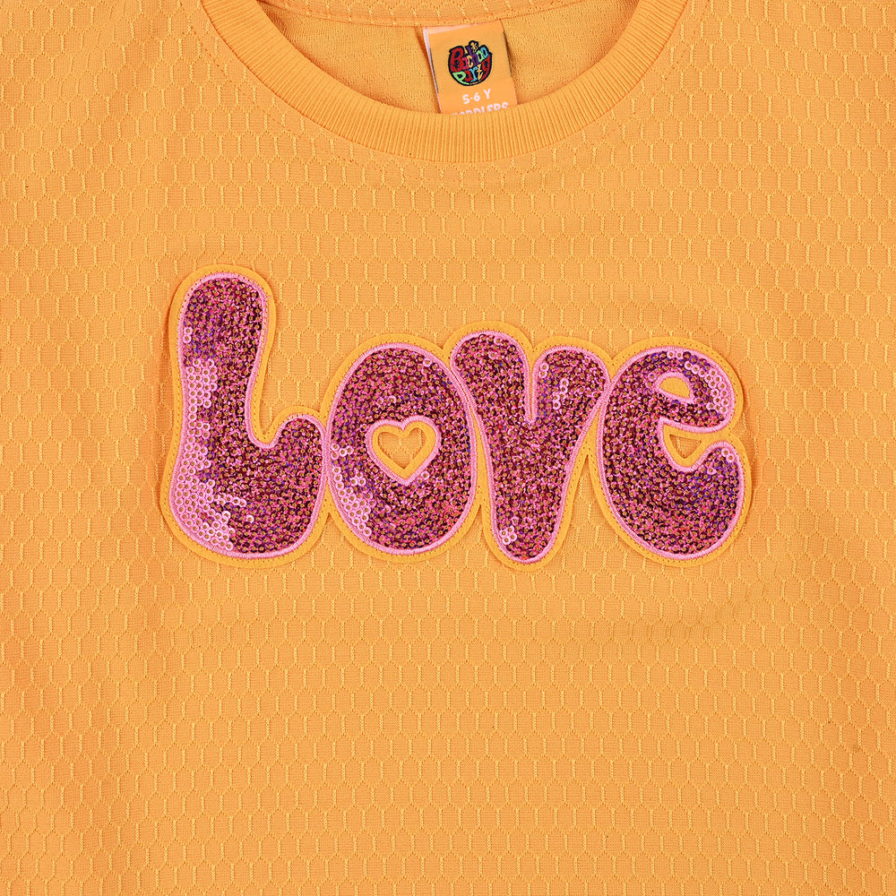 Girls Jacquard T-Shirt H/S Love - Citrus