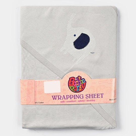 Baby Cotton Interlock Wrapping Sheet Elephants-G.Grey