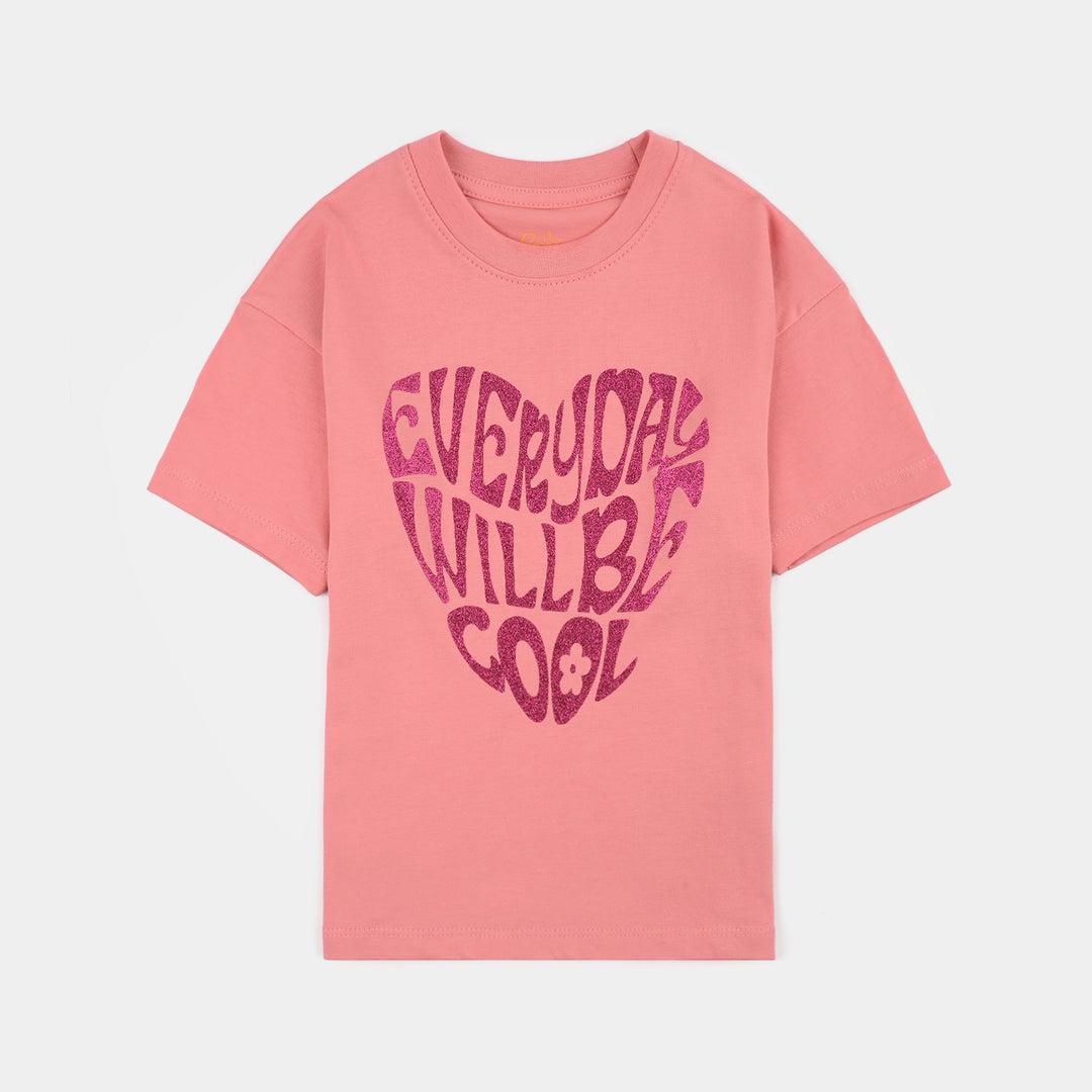 Girls Jersey/Terry T-Shirt Everyday- Pink