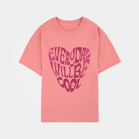 Girls Jersey/Terry T-Shirt Everyday- Pink