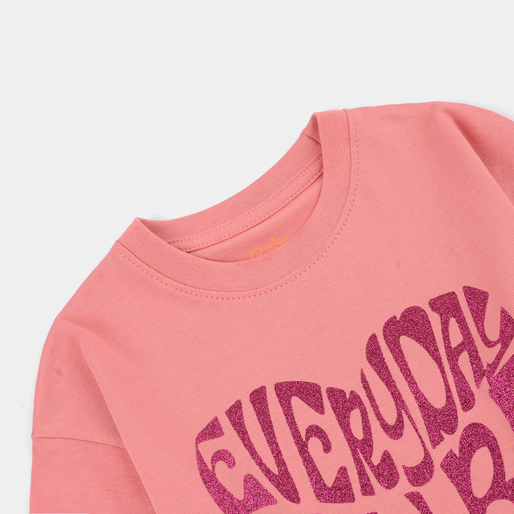 Girls Jersey/Terry T-Shirt Everyday- Pink