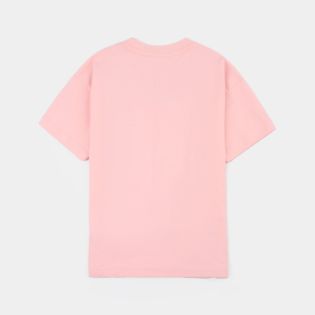Girls Jersey/Terry T-Shirt Fruits- Pink