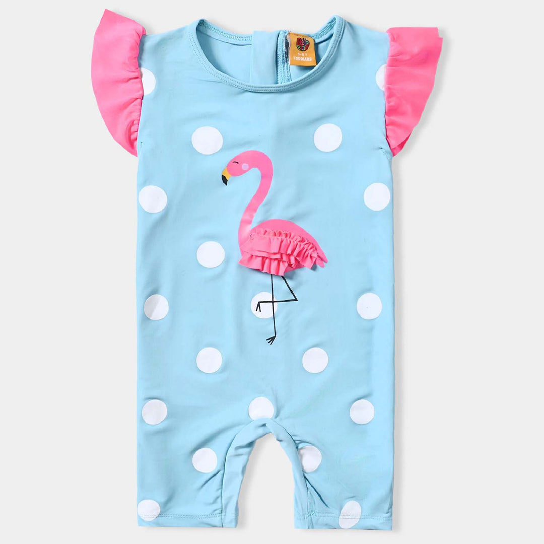 Girls Nylon Swimming Jumper Flamingo-Sky