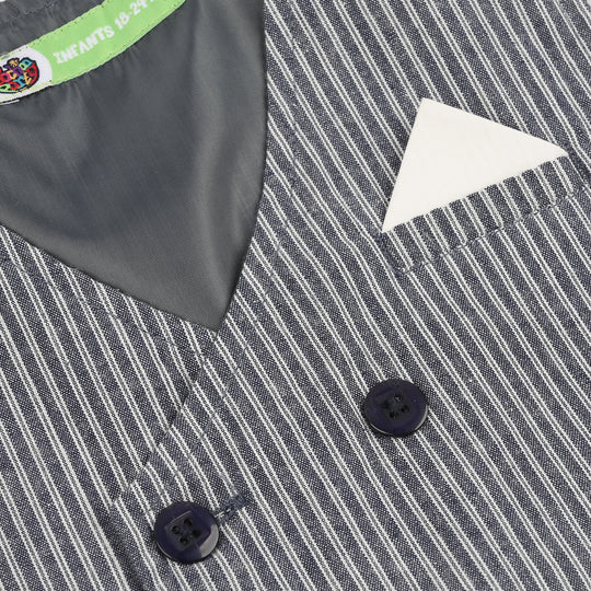 Infant Boys Cotton Woven Suit (Navy Stripe) - Grey