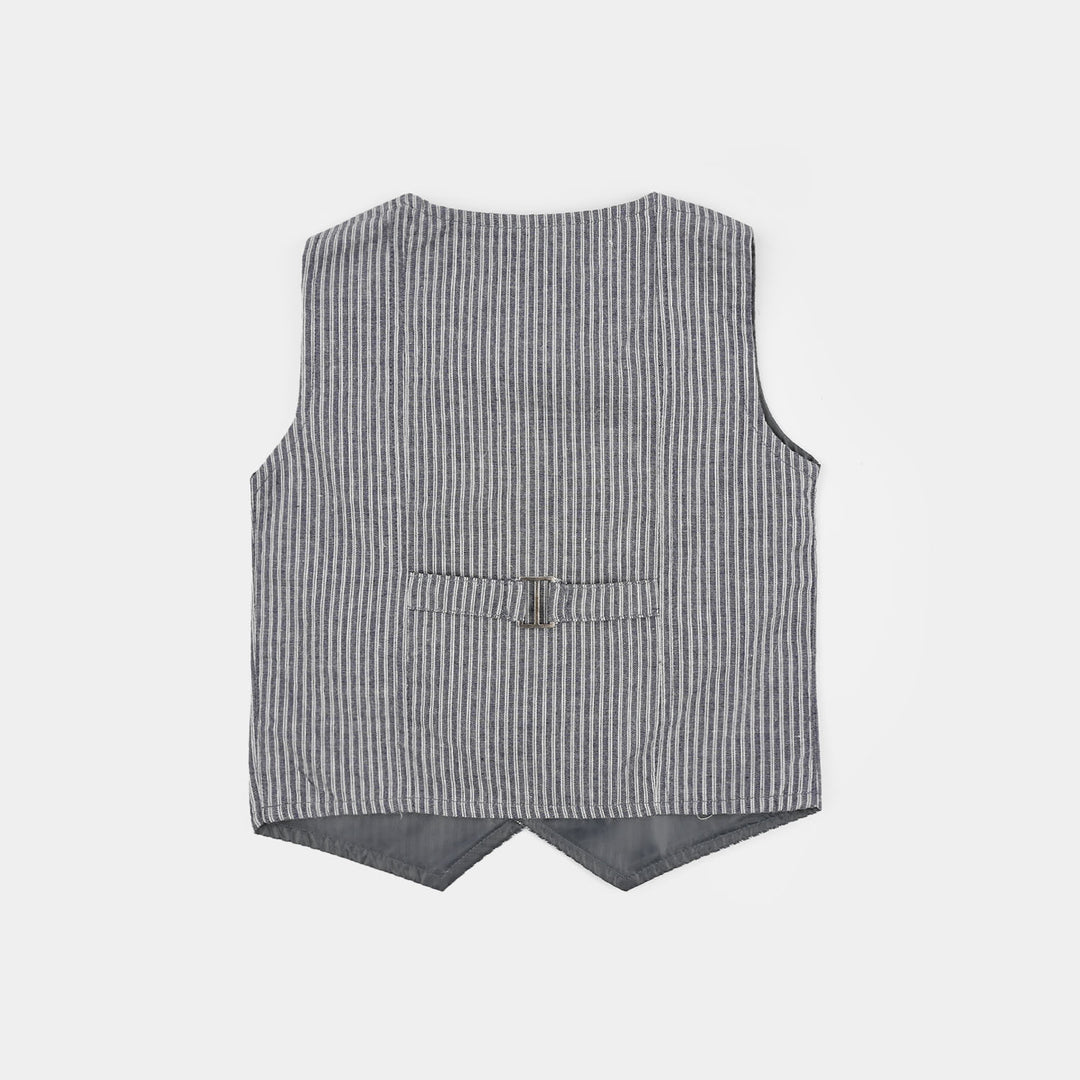 Infant Boys Cotton Woven Suit (Navy Stripe) - Grey
