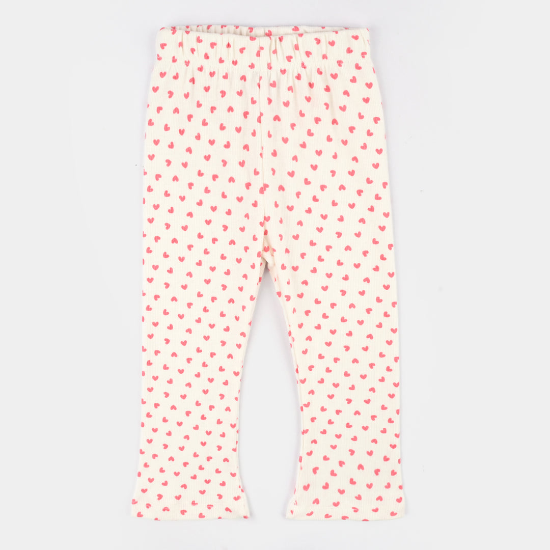 Girls 2x1 Rib Tight Hearts- Cream