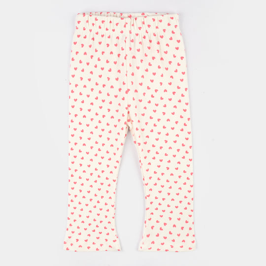 Girls 2x1 Rib Tight Hearts- Cream