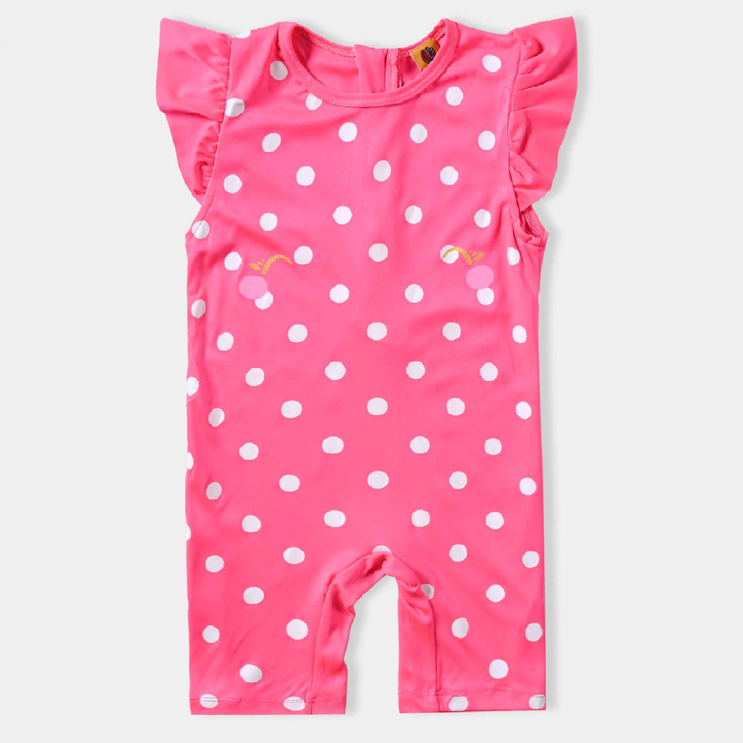 Girls Nylon Swimming Jumper Polka Dot-Pink