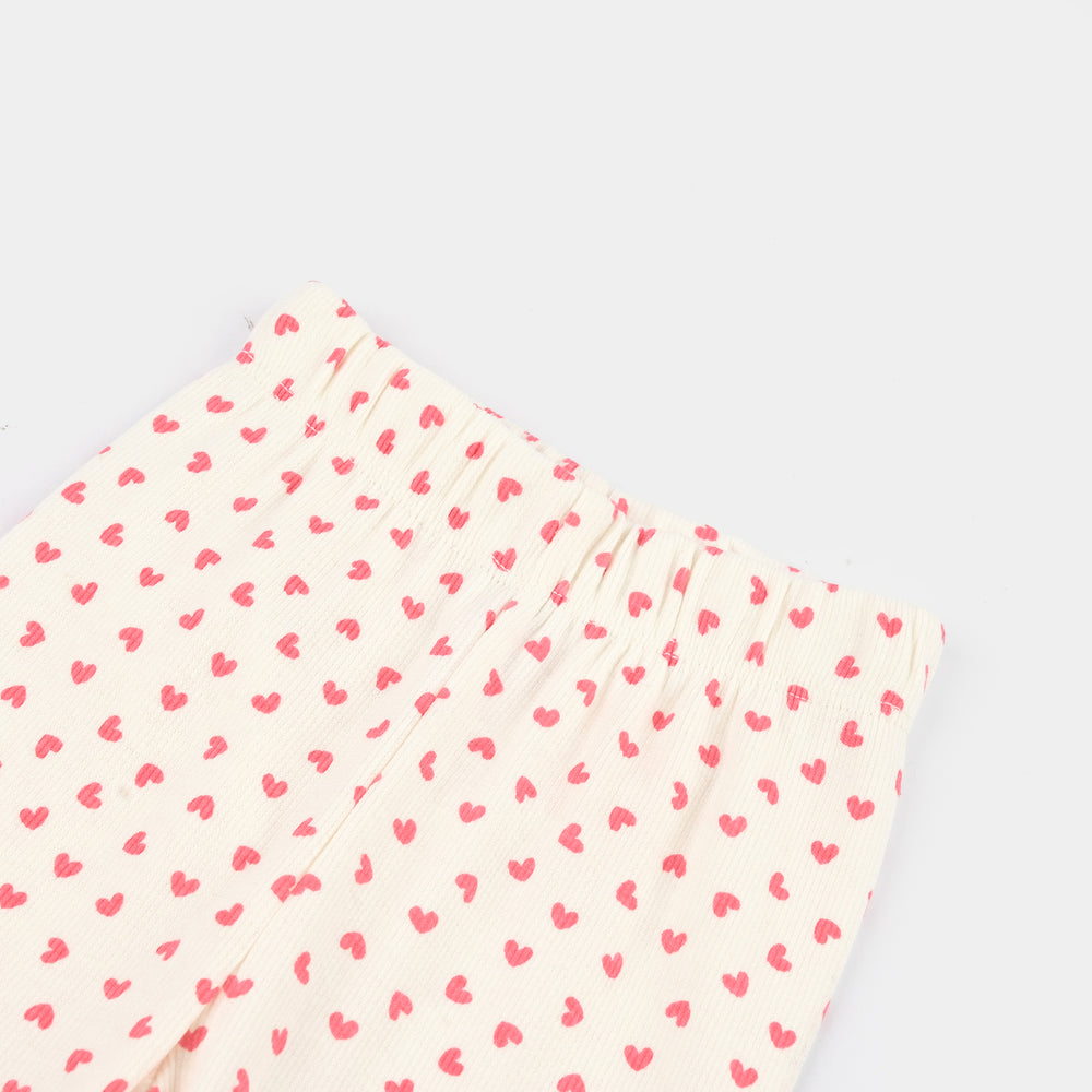 Girls 2x1 Rib Tight Hearts- Cream