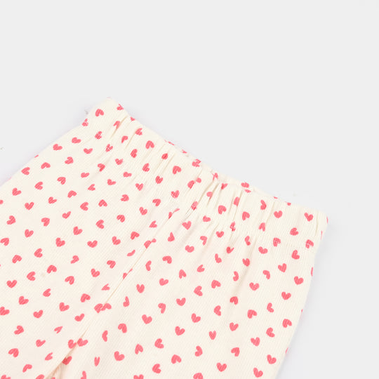 Girls 2x1 Rib Tight Hearts- Cream
