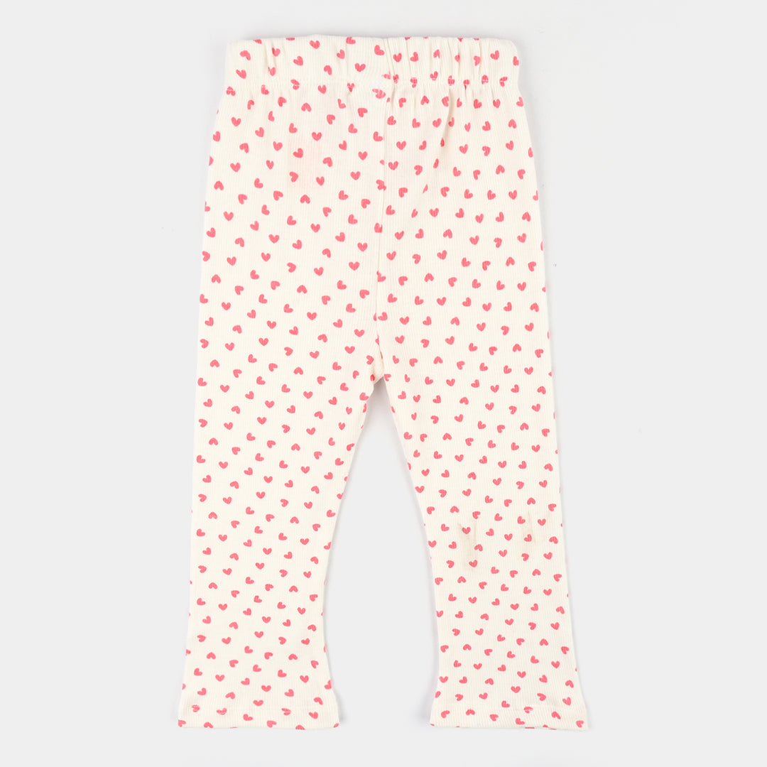 Girls 2x1 Rib Tight Hearts- Cream