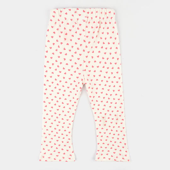 Girls 2x1 Rib Tight Hearts- Cream