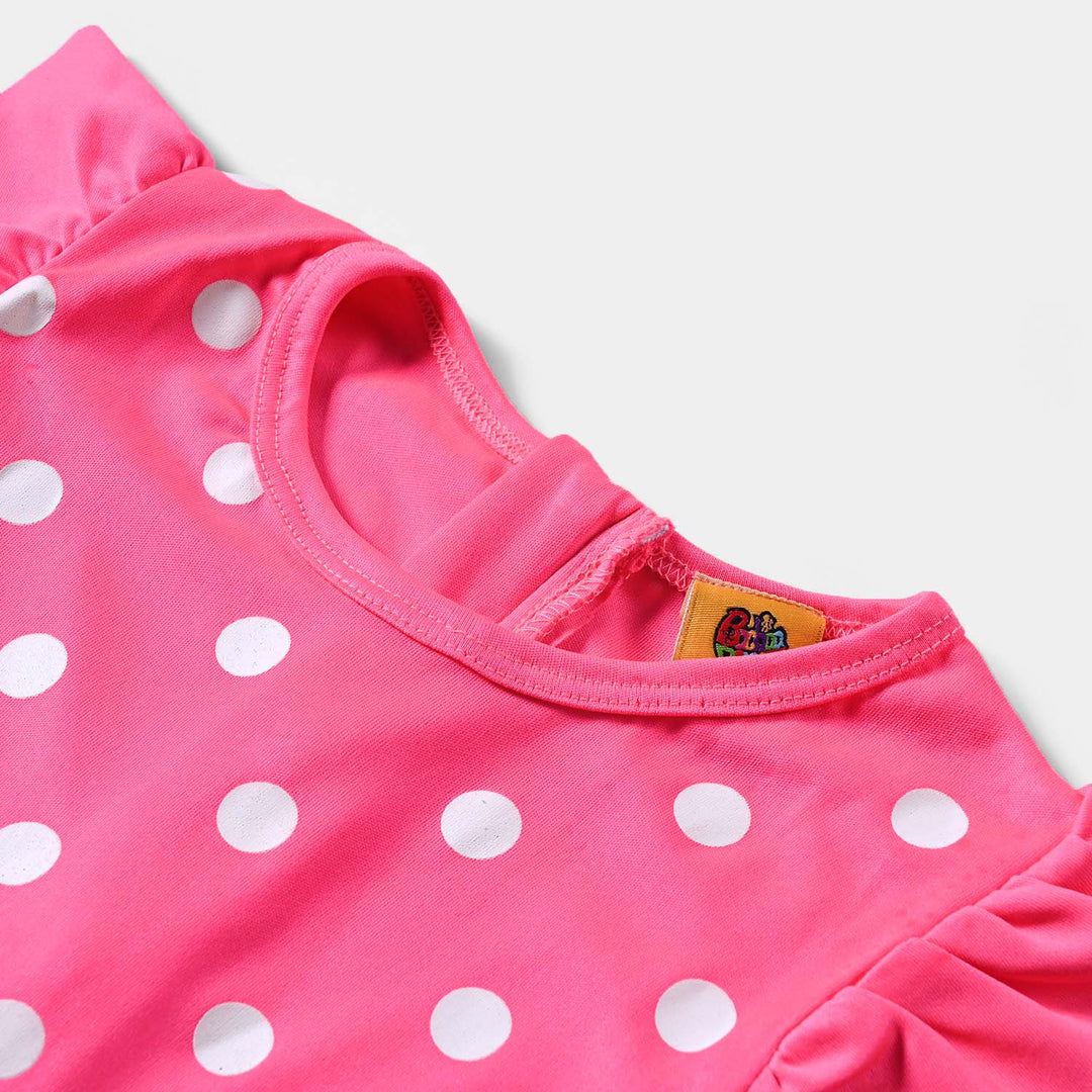 Girls Nylon Swimming Jumper Polka Dot-Pink