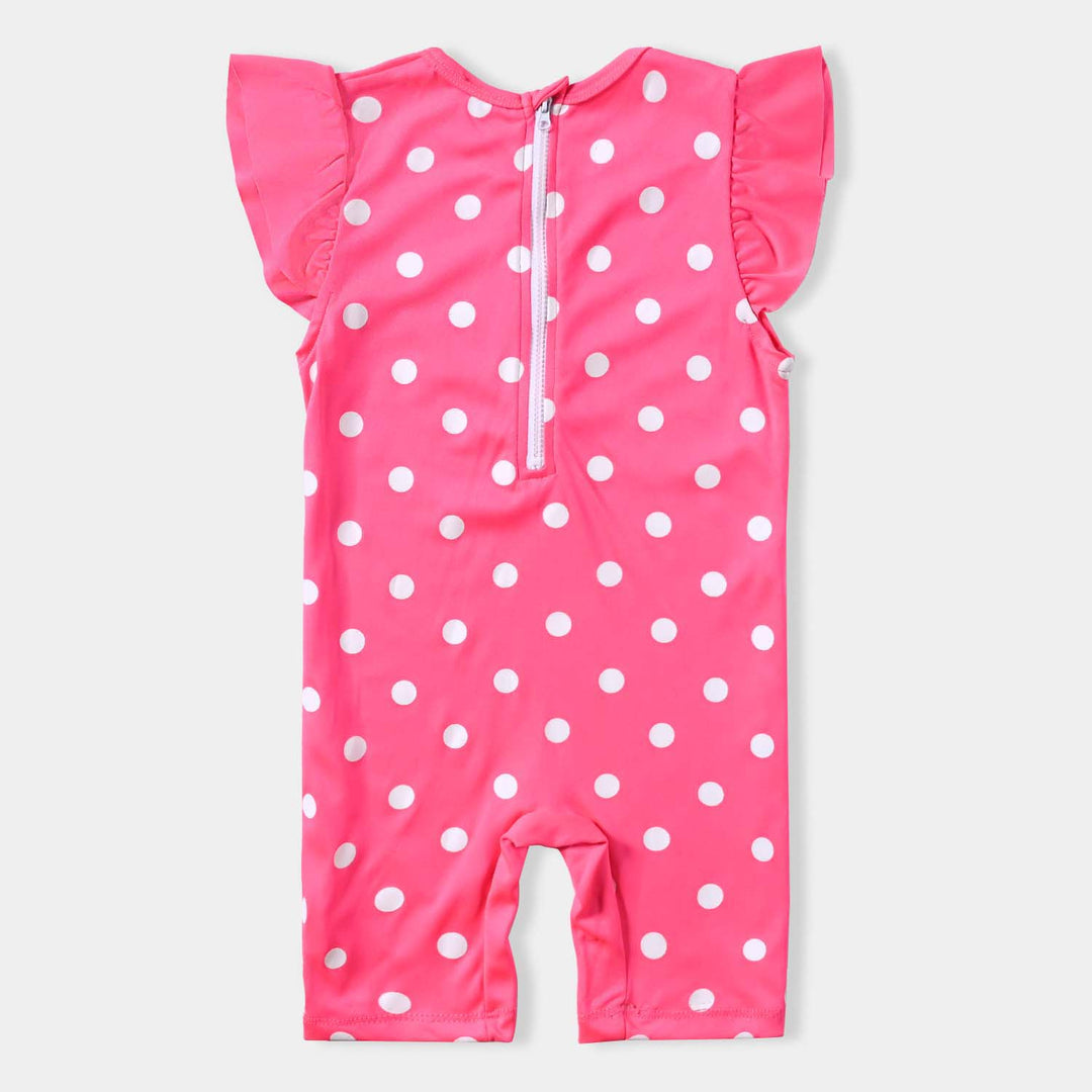 Girls Nylon Swimming Jumper Polka Dot-Pink