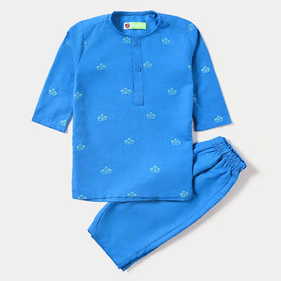 Infants Boys Cotton Slub Shalwar Suit (Paper Boat)