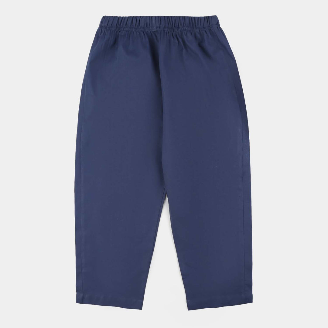 Boys Cotton Poplin Kurta Pajama (Chicken Kari) - Blue