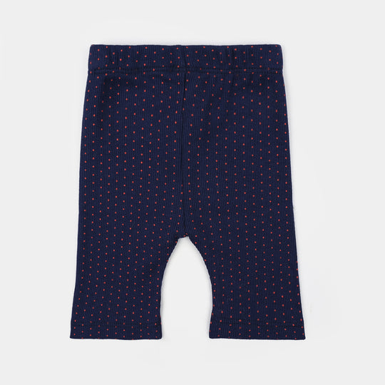Infant Girls 2x1 Rib Tight Polka-Navy Blue