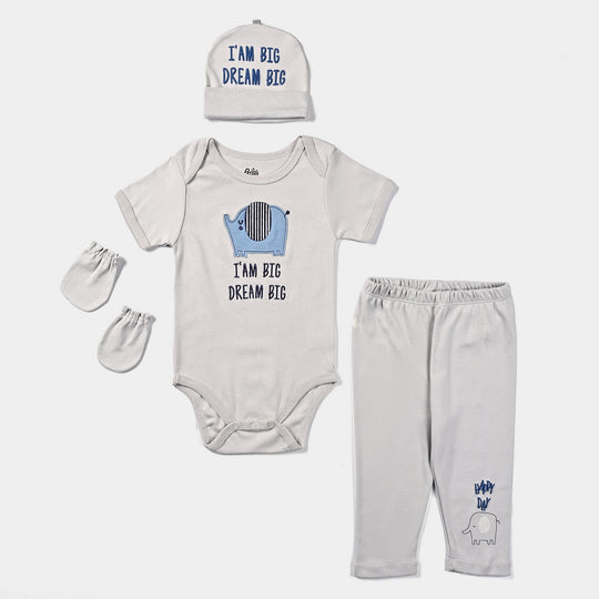 Infant Boys Cotton Interlock 4 Piece Set-G.Grey