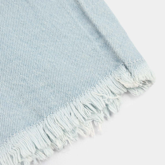 Girls Denim Rigid Shorts (Butterfly) - Ice Blue