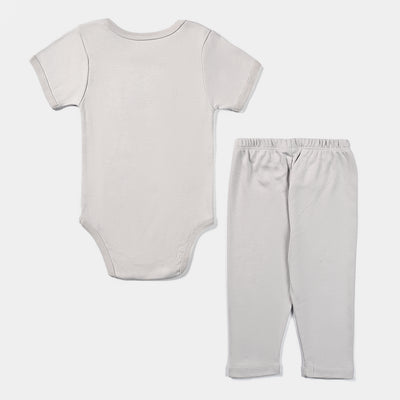Infant Boys Cotton Interlock 4 Piece Set (Romper/Pyjama/Cap/Mittens)-G.Grey