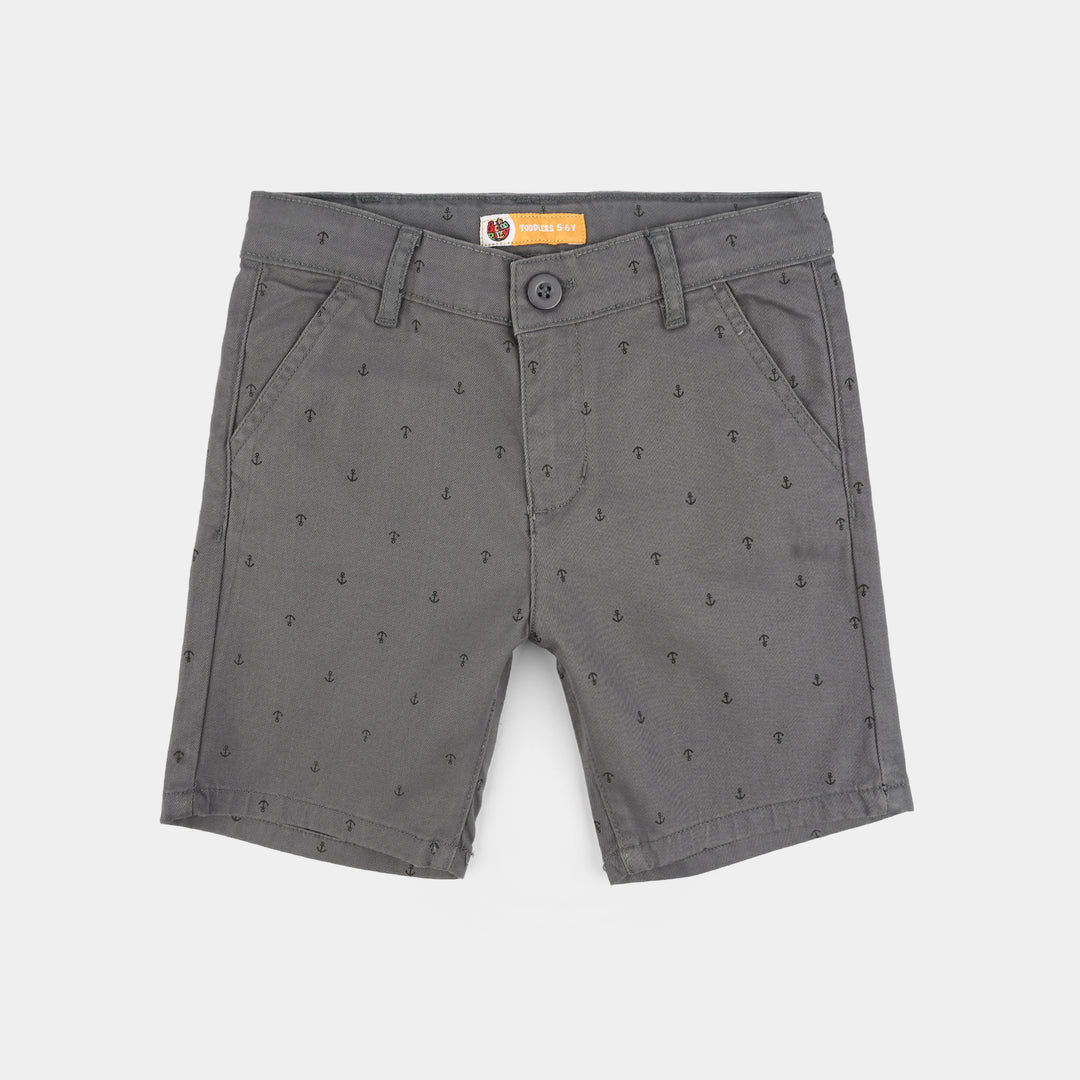 Boys Cotton Shorts (Anchor) - Grey