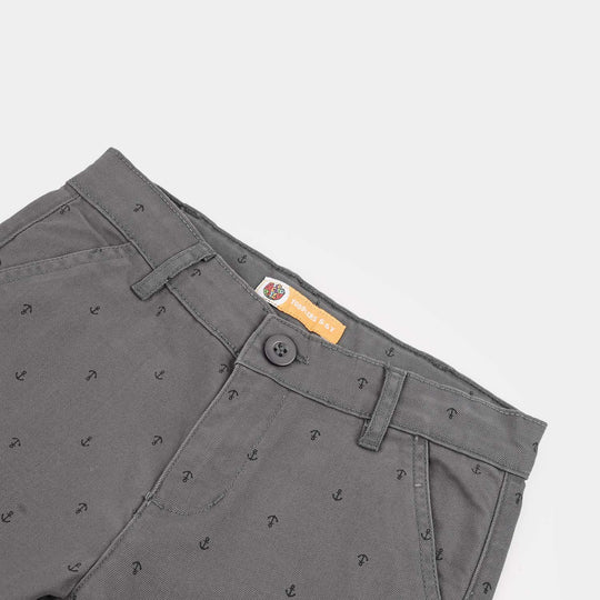 Boys Cotton Shorts (Anchor) - Grey