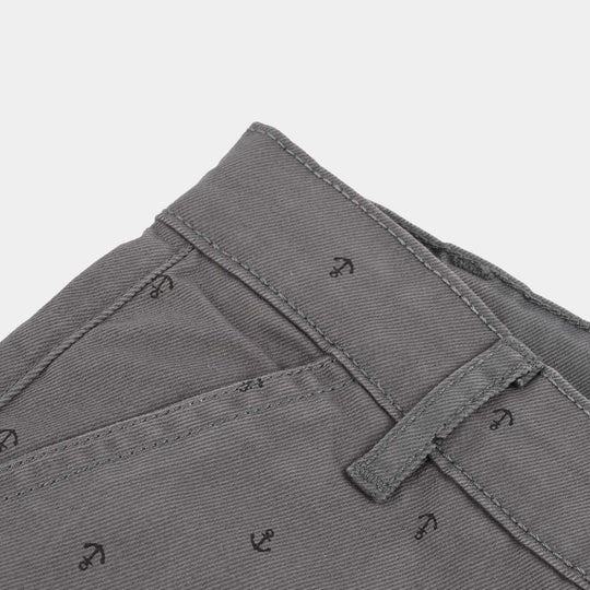 Boys Cotton Shorts (Anchor) - Grey
