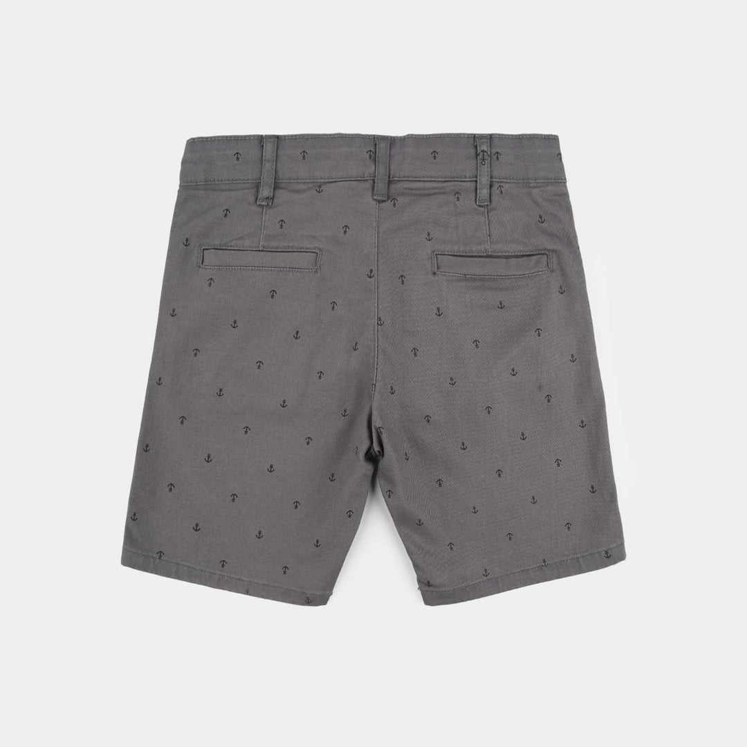 Boys Cotton Shorts (Anchor) - Grey