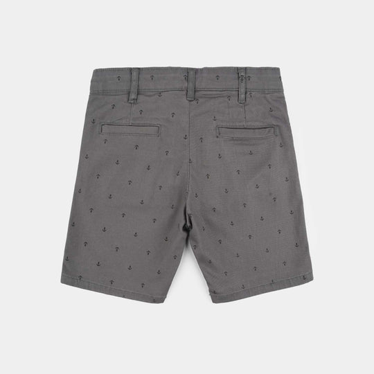Boys Cotton Shorts (Anchor) - Grey