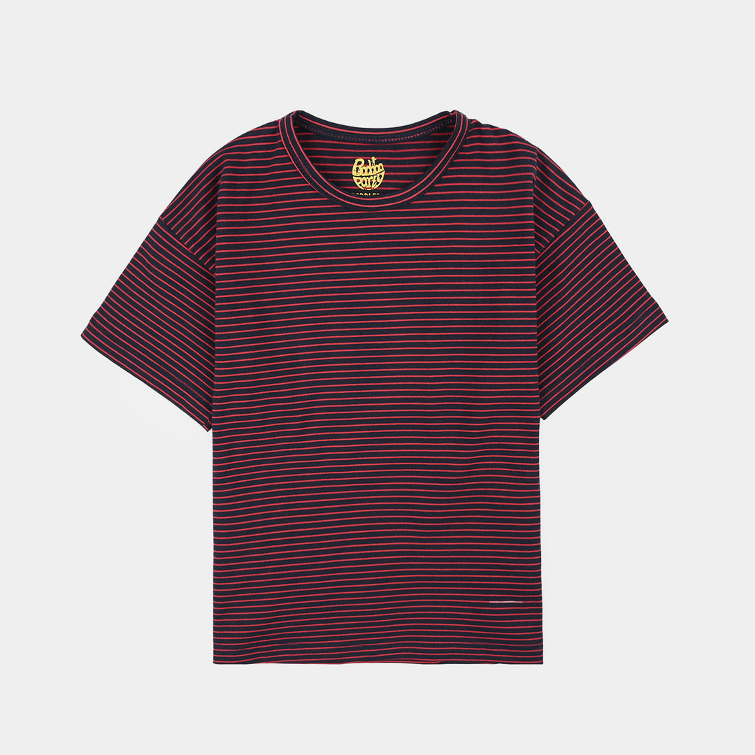 Boys Yarn Dyed T-Shirt Cool Kid-Blue