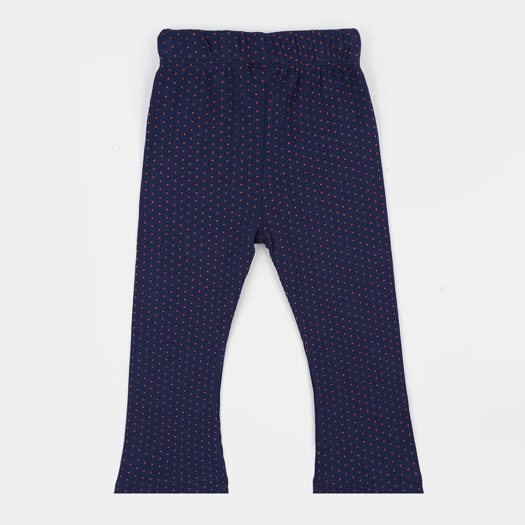 Girls 2x1 Rib Tight Polka-Navy Blue