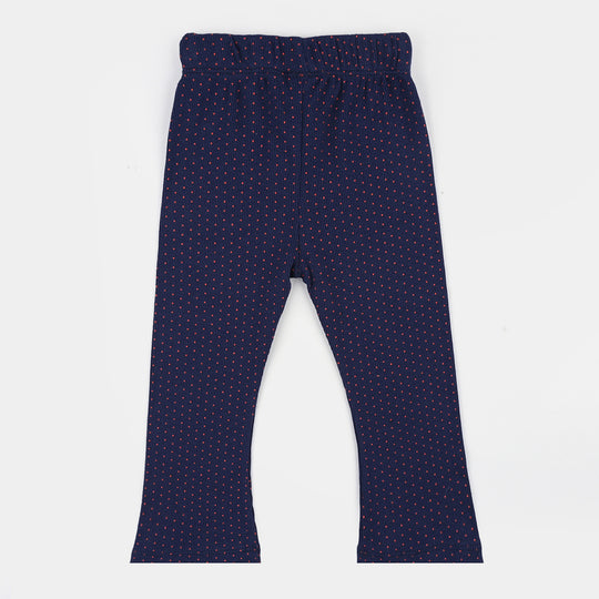 Girls 2x1 Rib Tight Polka-Navy Blue