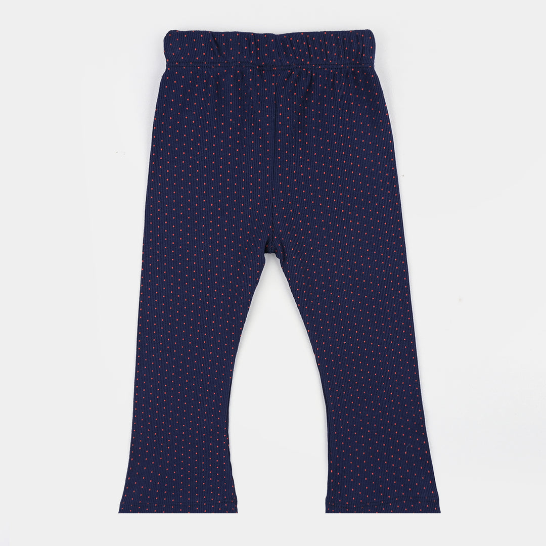 Girls 2x1 Rib Tight Polka-Navy Blue