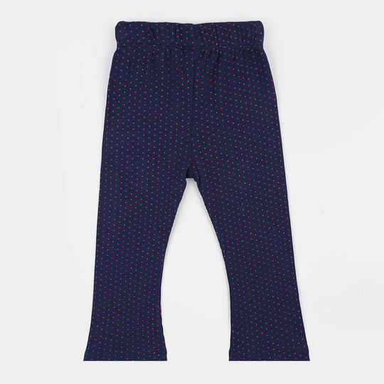 Girls 2x1 Rib Tight Polka-Navy Blue